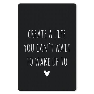Mauspad - Englisches Zitat "Create a life you can't wait to wake up to" auf schwarzem