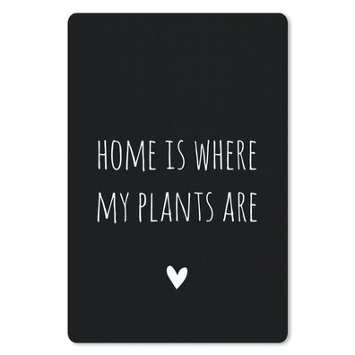 Mauspad - Englisches Zitat "Home is where my plants are" mit einem Herz auf schwarzem