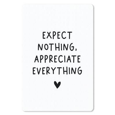Mauspad - Englisches Zitat "Erwarte nichts, schätze alles" mit einem Herz auf weißem