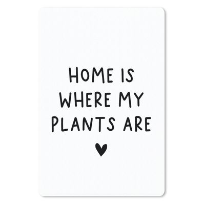 Mauspad - Englisches Zitat "Home is where my plants are" mit einem Herz auf weißem Hi