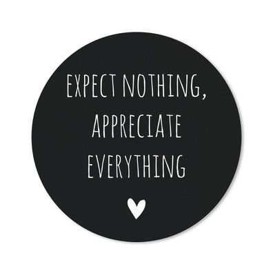 Mauspad - Englisches Zitat "Erwarte nichts, schätze alles" mit einem Herz auf schwarz