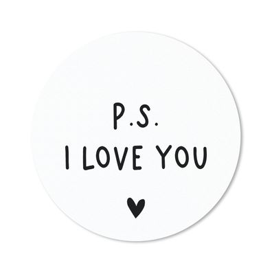 Mauspad - Englisches Zitat "P.S. i love you" mit einem Herz auf weißem Hintergrund -