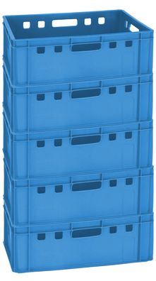 5 Stück Logistikbehälter Transportkiste Stapelbox E2 60x40x20 cm blau Gastlando