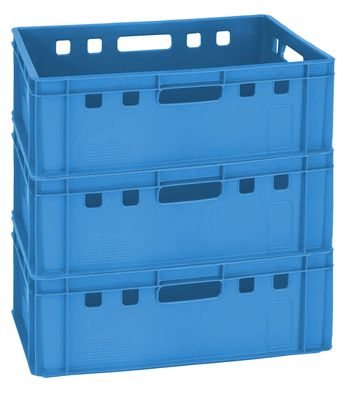 3 Eurokisten Metzgerkisten Grillfleischbox Lagerbox E2 60x40 blau neu Gastlando