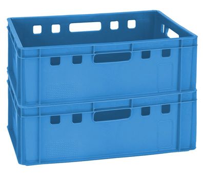 2 Kisten Lagerkisten Obststeigen Stapelboxen E2 60x40x20 cm blau Gastlando
