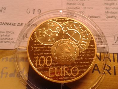 100 euro 2014 PP Frankreich Gold Denier Charles le chauve La Semeuse Säerin 500 Stück