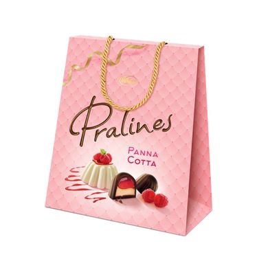 Feine Pralinen mit Panna Cotta-Dessert & Himbeerfüllung (handbag 200g)