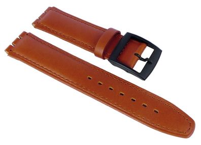 Ersatzband Leder Braun 17mm passend zu Swatch Uhren Minott 19947B