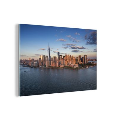 Glasbild - 60x40 cm - Wandkunst - New York - Skyline - Boot
