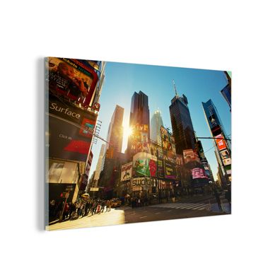 Glasbild - 90x60 cm - Wandkunst - New York - Amerika - Werbeschild