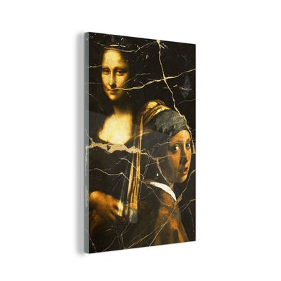 Glasbild - 100x150 cm - Wandkunst - Mädchen mit einem Perlenohrring - Mona Lisa - Gol