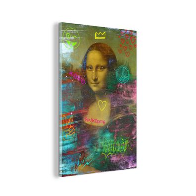 Glasbild - 100x150 cm - Wandkunst - Mona Lisa - Leonardo da Vinci - Neon