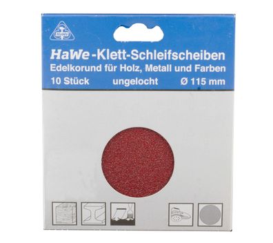 Schleifscheiben Korund Haft-Klett-Schleifscheiben 115mm ungelocht 10er-Pack