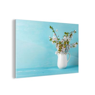 Glasbild - 60x40 cm - Wandkunst - Stilleben - Sakura - Dose