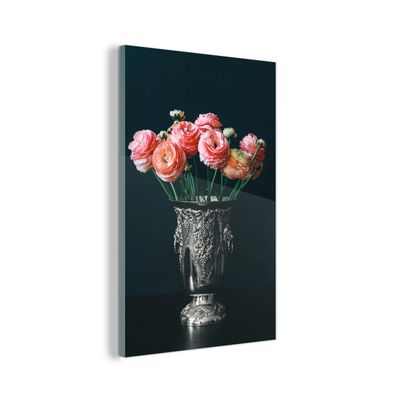 Glasbild - 20x30 cm - Wandkunst - Rosen - Vase - Stilleben