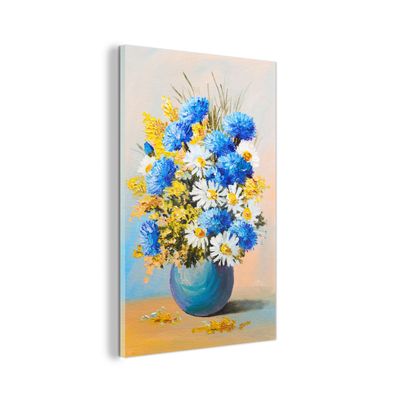Glasbild - 20x30 cm - Wandkunst - Sommerblumen - Ölfarbe - Farben