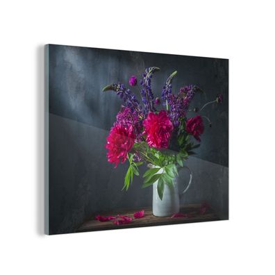 Glasbild - 40x30 cm - Wandkunst - Farben - Pfingstrose - Stilleben