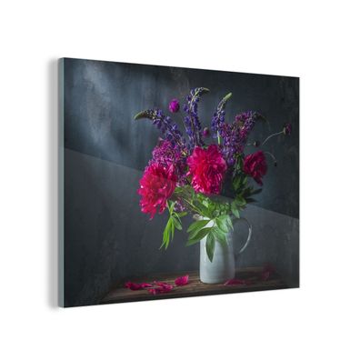 Glasbild - 40x30 cm - Wandkunst - Farben - Pfingstrose - Stilleben
