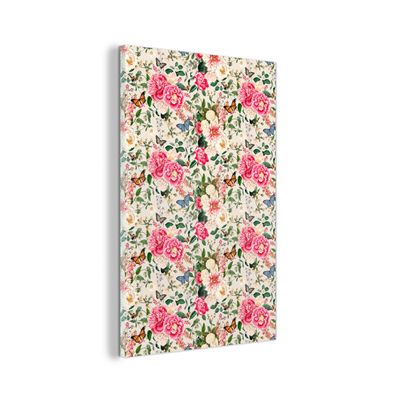 Glasbild - 20x30 cm - Wandkunst - Sommerblumen - Schmetterling - Pastell