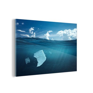 Glasbild - 90x60 cm - Wandkunst - Ozean - Plastik - Blau