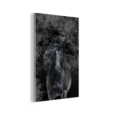 Glasbild - 60x90 cm - Wandkunst - Pferd - Schwarz - Smoke