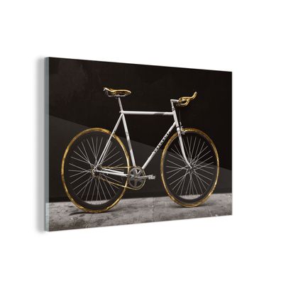 Glasbild - 150x100 cm - Wandkunst - Rennrad - Schwarz - Gold