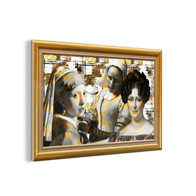 Glasbild - 90x60 cm - Wandkunst - Kunst - Alte Meister - Rahmen - Gold