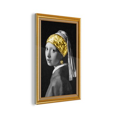 Glasbild - 100x150 cm - Wandkunst - Das Mädchen mit dem Perlenohrring - Vermeer - Gol