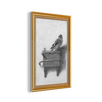 Glasbild - 40x60 cm - Wandkunst - Der Stieglitz - Maler - Liste - Gold