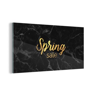 Glasbild - 40x20 cm - Wandkunst - Verkauf - Frühling - Gold - Marmor