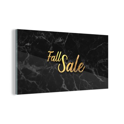 Glasbild - 120x60 cm - Wandkunst - Verkauf - Herbst - Gold - Marmor