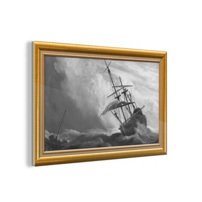 Glasbild - 90x60 cm - Wandkunst - Kunst - Maler - Bilderrahmen - Gold