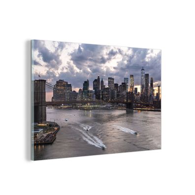 Glasbild - 90x60 cm - Wandkunst - New York - Brooklyn Bridge - Manhattan