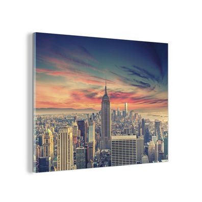 Glasbild - 80x60 cm - Wandkunst - New York - Manhattan - Empire State Building