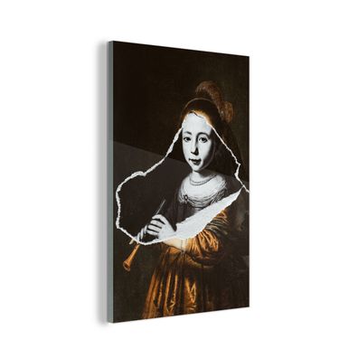 Glasbild - 100x150 cm - Wandkunst - Elizabeth Mirror - Schwarz - Weiß - Gold