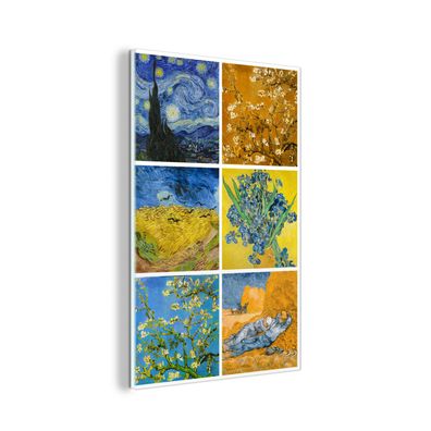 Glasbild - 60x90 cm - Wandkunst - Van Gogh - Collage - Sternennacht