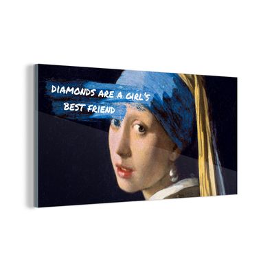 Glasbild - 160x80 cm - Wandkunst - Zitat - Mädchen mit Perlenohrring - Schmuck