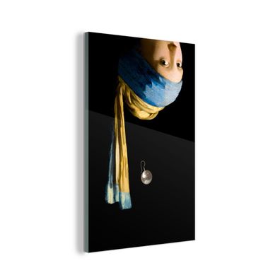 Glasbild - 40x60 cm - Wandkunst - Mädchen mit Perlenohrring - Schmuck - Kunst