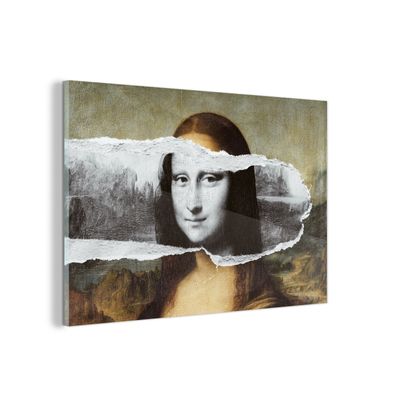 Glasbild - 150x100 cm - Wandkunst - Mona Lisa - Schwarz und weiß - Da Vinci