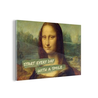 Glasbild - 30x20 cm - Wandkunst - Mona Lisa - Da Vinci - Zitat