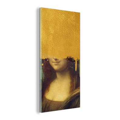 Glasbild - 40x80 cm - Wandkunst - Mona Lisa - Da Vinci - Gold