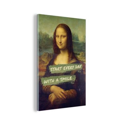 Glasbild - 100x150 cm - Wandkunst - Mona Lisa - Da Vinci - Zitat