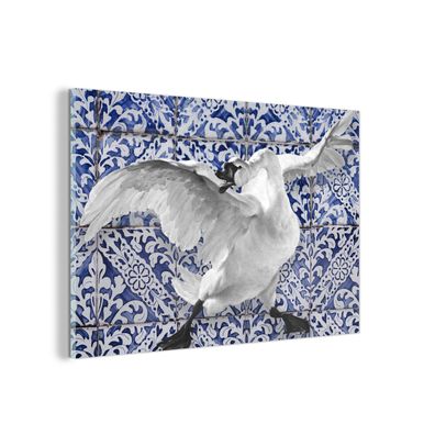 Glasbild - 30x20 cm - Wandkunst - Schwan - Jan Asselijn - Delfter Blau
