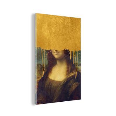 Glasbild - 80x120 cm - Wandkunst - Mona Lisa - Da Vinci - Gold