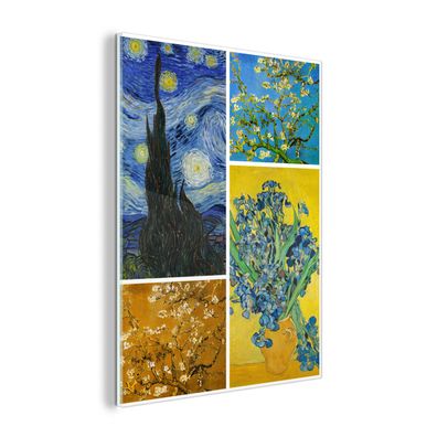 Glasbild - 60x80 cm - Wandkunst - Collage - Van Gogh - Sternennacht