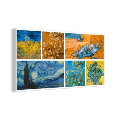 Glasbild - 80x40 cm - Wandkunst - Van Gogh - Collage - Sternennacht