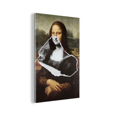 Glasbild - 40x60 cm - Wandkunst - Mona Lisa - Schwarz und weiß - Da Vinci