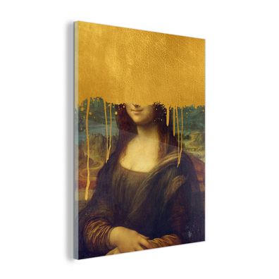 Glasbild - 60x80 cm - Wandkunst - Mona Lisa - Gold - Da Vinci