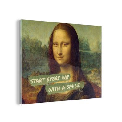 Glasbild - 120x90 cm - Wandkunst - Mona Lisa - Da Vinci - Zitat