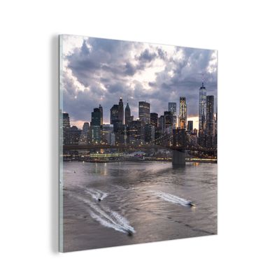 Glasbild - 50x50 cm - Wandkunst - New York - Brooklyn Bridge - Manhattan